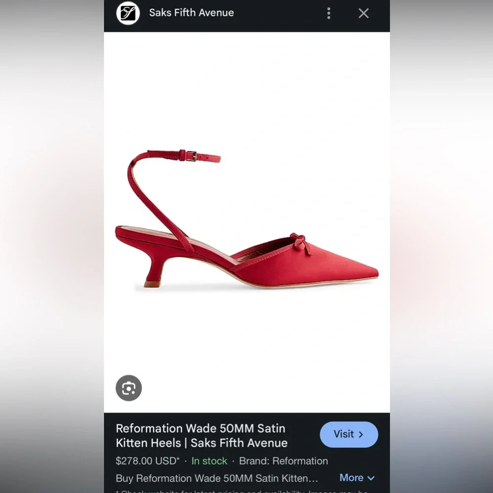 REFORMATION Wade Kitten Heel Pumps - Lipstick Satin - Picture 8 of 16